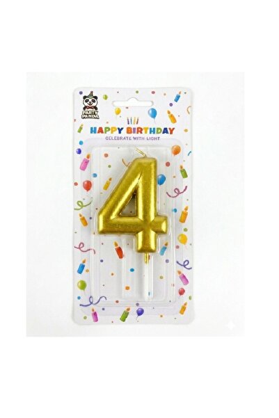 Generic PartyPanda Gold Birthday Party Candle Number 4