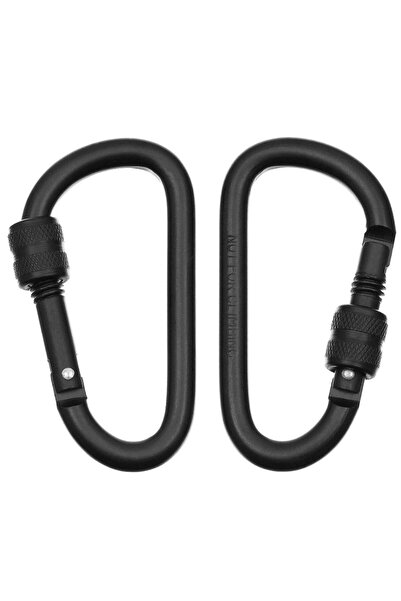 MFH Κρίκος Carabiner Με Ασφάλεια Μαύρος 8mm x 8cm 2τμχ
