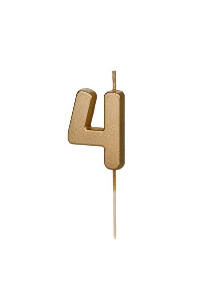 Partydeco Lumanare pentru tort, Party Deco, cifra 4, 4.5 cm, auriu