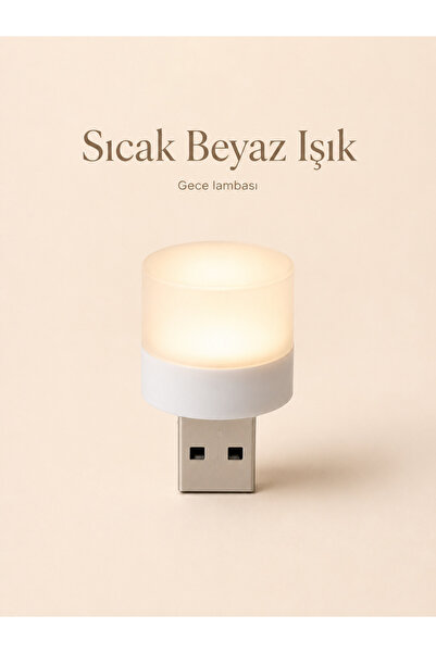 MVLH Mini USB LED Gece Lambası Sıcak Beyaz Işık Tak Çalıştır Taşınabilir Komp...