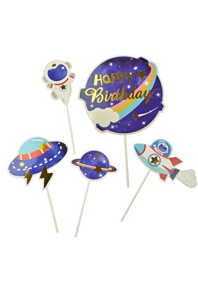 Arpex Topper pentru tort Galaxy Kosmos, decoratiune pe bat, tematic spatial, ...