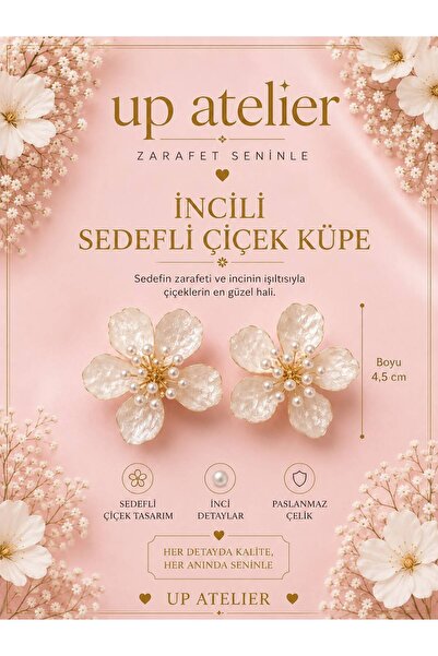 Up Atelier White Pearlescent Multi-Pearl Flower Earrings