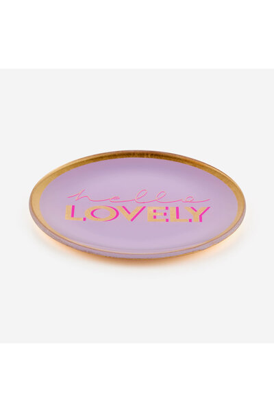 GIFT COMPANY Placă decorativă din sticlă mov Hello Lovely 13X1x13 Cm
