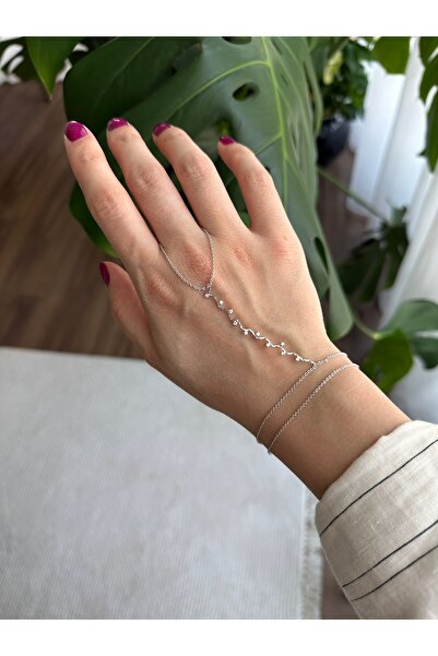 ringbox Gümüş Renkli Kıvrımlı Işıltı Şahmeran