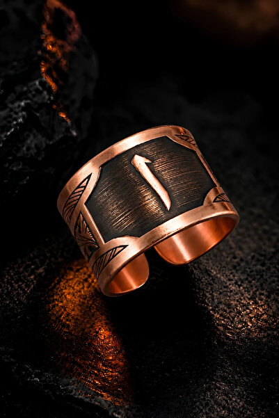 OSMANLI GÜMÜŞ Men's Copper Ring Handmade Adjustable Men's Copper Ring with El...