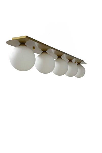 BSA LIGHTING PRİSMA 5'Lİ SIRALI ESKİTME MODERN AVİZE (BEYAZ GLOP CAM ÇAPI 12 CM)