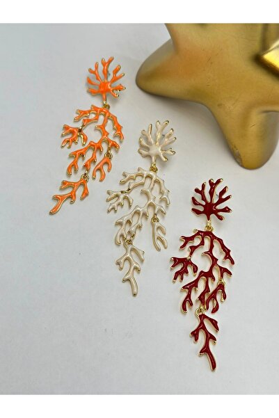 BYYEŞO Coral Earrings with Dangle (Brass Plated) Red