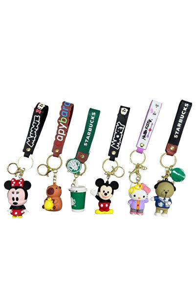 TOPNET Silikon Anahtarlık 9 CM Büyük Boy Mickey Minnie Hello Kitty Capybara