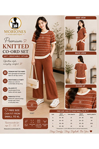 BKKOriginal MORIONES PREMIUM KNITTED COORD SET BLOUSE AND PANTS