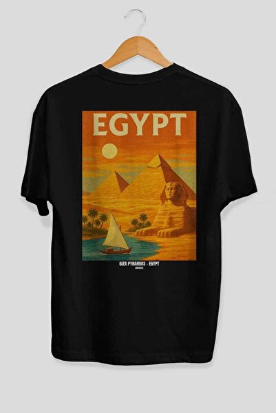 Ankhises Πυραμίδες της Γκίζας Μαύρο Oversize Country City T-shirt με στάμπα σ...