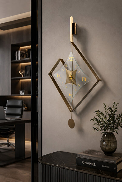 Empressco Modern Bronz Duvar Saati, Metal Gövde, 75 cm, Şık ve Şık Tasarım