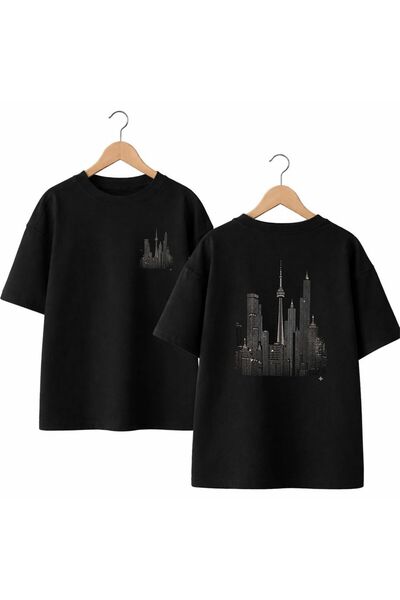 playwear Tower Black Pencil Back and Front Chest Printed 100% Cotton Oversize...