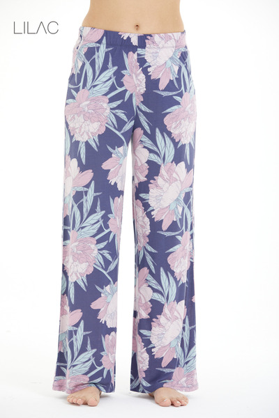 LILAC Konforlu Çiçek Desenli %100 Viscon Pantolon