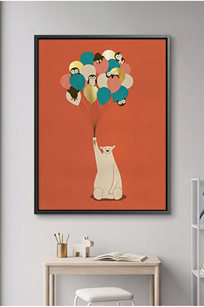 Jasmine Art Polar Bear Balloons Kids Wall Art | Portrait Framed Canvas Print ...