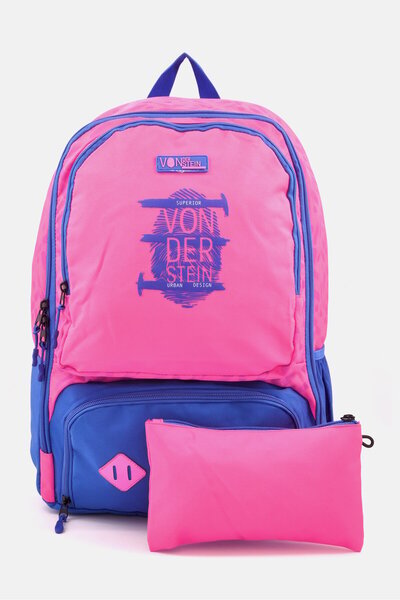 Vonderstein Kids Girl Brand Logo Backpack 33 L x 16 W x 44 H cm, Pink/Blue