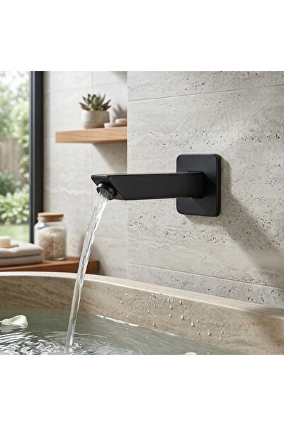 Black even Square Single Line Wall Mounted Shower Head Matte Black - Black Evn