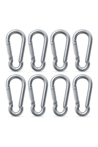 Duravel Galvanized Steel Carabiner Clips, Silver, Spring Snap Hook for Dog Le...