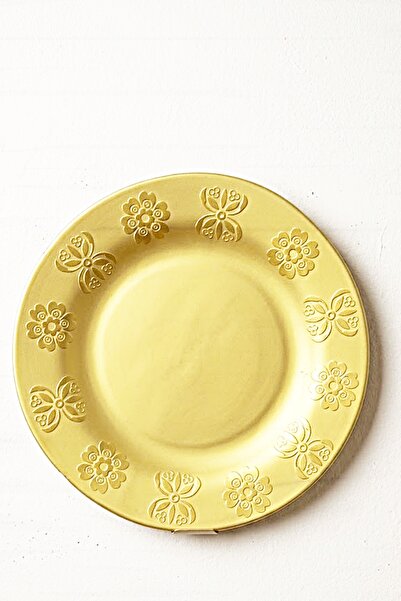 DECOSTYLE Embossed Floral Motif Gold-Plated Supla Plate 31 cm