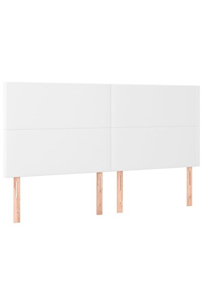 vidaxl Tăblie de pat albă 160x5x118/128 cm piele ecologică