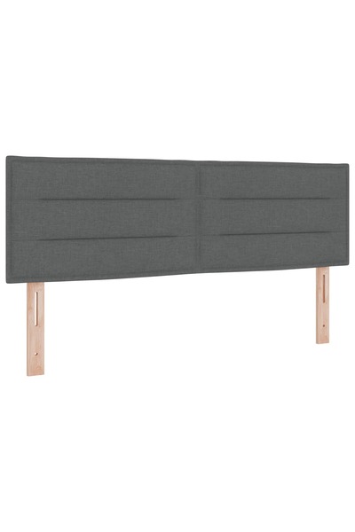 vidaxl Tăblie LED cu benzi LED cu headboard Gri închis 160 cm țesătură