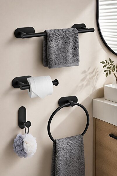 Generic 4Pcs Stainless Steel No Drill Bathroom Accessories Set Towel Bar Pape...