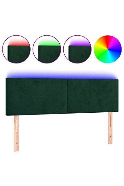 vidaxl Tăblie de pat cu LED, verde închis, 144x5x78/88 cm, catifea