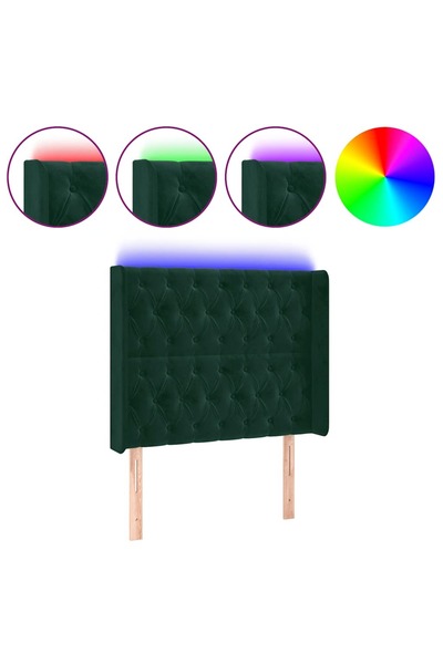 vidaxl Tăblie de pat cu LED, verde închis, 103x16x118/128 cm, catifea