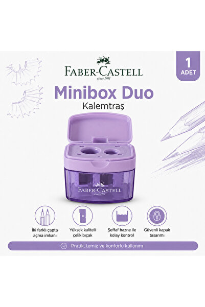 DANACI KIRTASİYE Faber-Castell Minibox Duo Çift Hazneli Kalemtıraş Pastel Ren...
