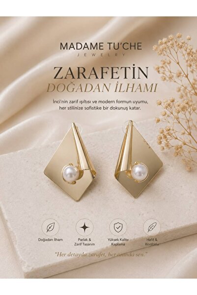 Yerel Üretici Gold Color Pearl Detail Earrings