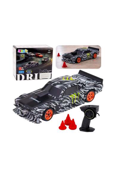 LEAN Mașină RC de drift cu telecomandă 1:43 4x4 2.4GHz LED, Negru, 28020