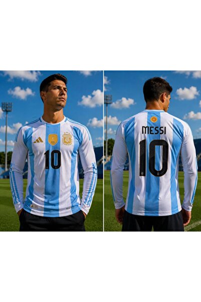 sonvadi Messi Arjantin Dünya Kupası yetişkin Uzun Kol Forması 3 Yıldız