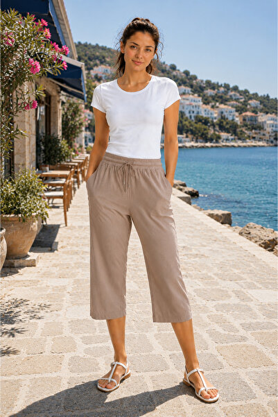 FORMO Women's 100% Natural Cotton Muslin Fabric High Quality Capri