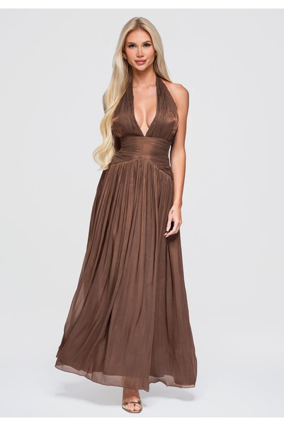 Larica Rochie maxi de damă, croială evazată, decolteu adânc LA-OM-DLR414