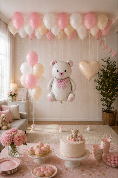 HAPPYLOOPPARTY Бохемски комплект фолиеви балони с плюшено мече, 15 броя балон...