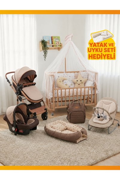 modabebekler Bebek Arabası 15 Parça Yenidoğan Çeyiz Seti Anne Yanı Beşik Ana Kucağı Avantajlı Set