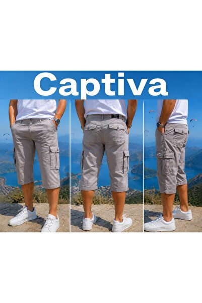reepi Captiva Likrali Pamuklu Kumas Diz Alti Kargo Cep Bermuda Kapri