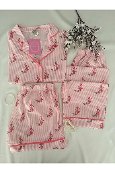MH Moony Homewears Short Sleeve Rose Whisper 3-Piece Soft Pajamas