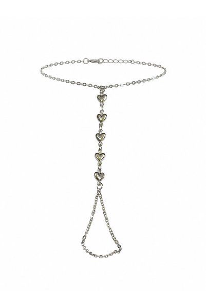 X-Lady Accessories Gümüş Renk Sıralı Kalp Çelik Şahmeran - 3899