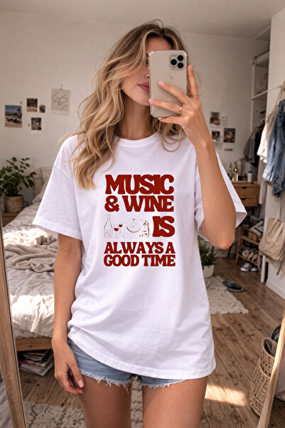 cesita Vino Pinterest T-shirt od štampanog pamuka, bela majica