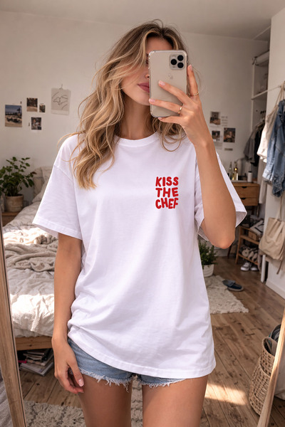 cesita Chef Printed Cotton White T-Shirt T-Shirt