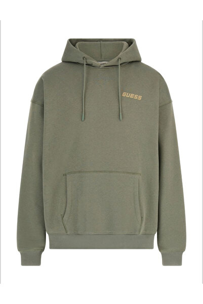 Guess Emis Men's Light Green Hooded Relaxed Fit Sweatshirt