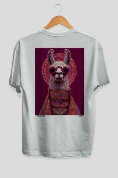 Ankhises Μπλουζάκι Tarz Lama Oversize με στάμπα στην πλάτη, λευκό, Unisex, 10...