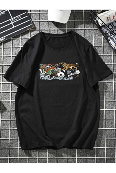 bellanova Unisex πολύχρωμο μπλουζάκι με στάμπα Oversize Streetwear Άνετη εφαρ...