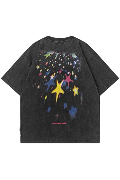 bellanova Unisex πολύχρωμο μπλουζάκι με στάμπα Oversize Streetwear Άνετη εφαρ...