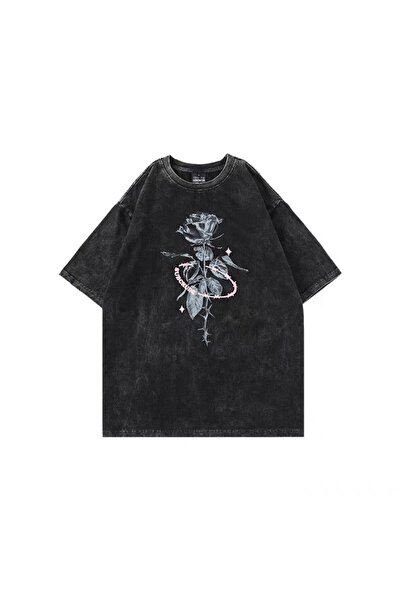 bellanova Unisex πολύχρωμο μπλουζάκι με στάμπα Oversize Streetwear Άνετη εφαρ...