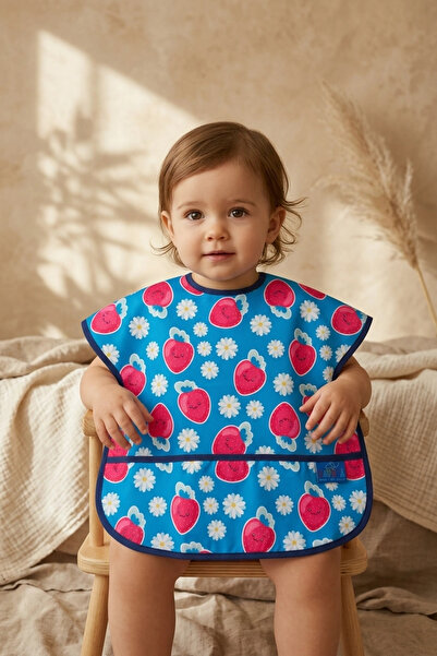Generic Brand Berry Joy Liquid-Proof Baby Food Bib with Pockets - Blue Strawb...