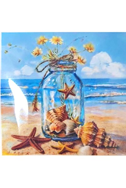 LİVA CRAFT Art & Craft Diamond Mosaic Painting, 30X30Cm Beach Glass Jar Bead ...