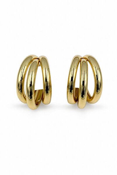 Jack Ferrero Women's Yellow Color Triple Ring Design Bijouterie Earrings