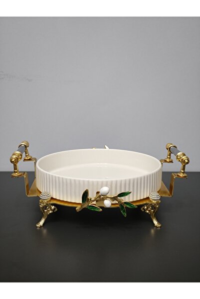 PARILTI HOME COLLECTİON Oven Dish Bowl Luxury Serving Plate Bowl Gold Silver ...