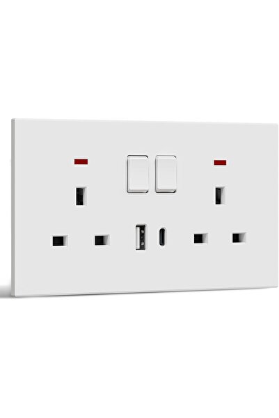 Bseed Double Switch Wall Socket, Electrical Power Outlet with USB C and USB A...